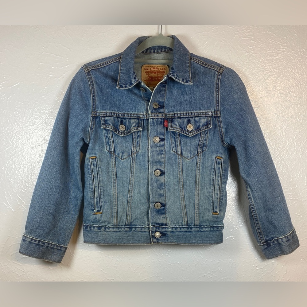 LEVI'S 57511 Cotton Denim Jean Jacket Size Small Trucker Jacket Distressed